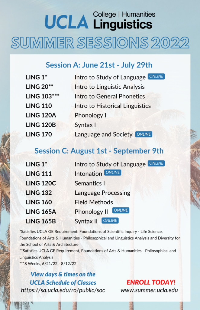 Summer Courses Department of Linguistics UCLA